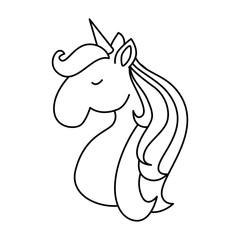 Cute unicorn character icon vector illustration design