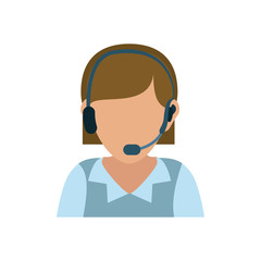 colorful  female operator face over white    background  vector illustration