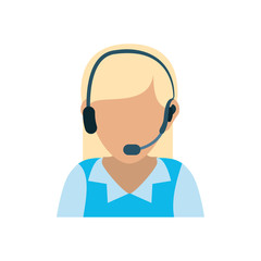 colorful  female operator face over white    background  vector illustration
