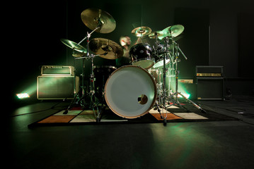 Fototapeta na wymiar Live drummer on a recording session