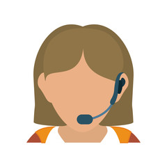 colorful  female operator avatar over white  background vector illustration