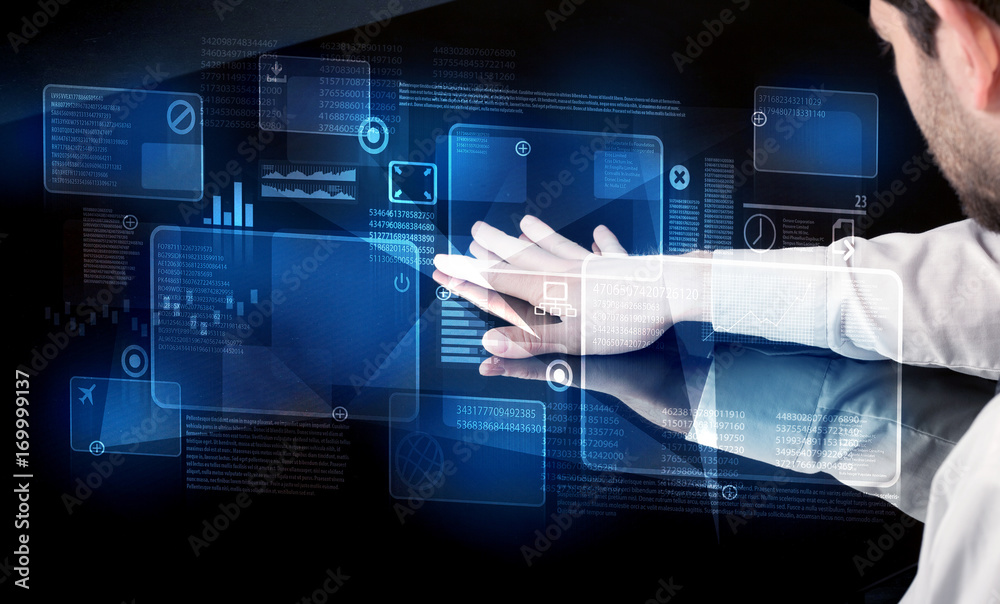 Poster Man pressing technology smart table interface