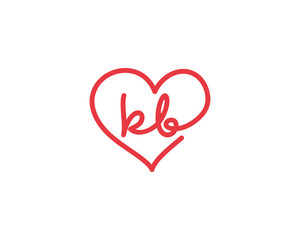 Lowercase letter kb and heart 1