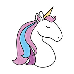 Cute unicorn character icon vector illustration design