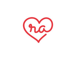 Lowercase letter ra and heart 1