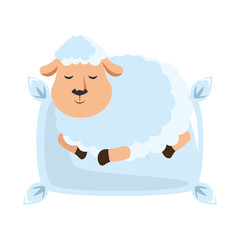 Sheep sleeping on pillow vector illustration design