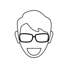 man with glasses icon over white background vector illustration