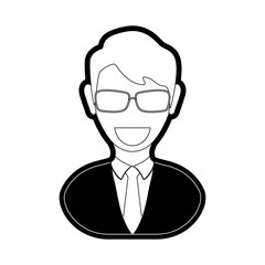 flat line monocromatic  man  over white vector illustration