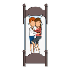 couple sleeping on the bed vector illustration design