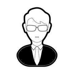 flat line monocromatic  man  over white vector illustration
