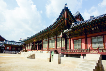 Palace and blue sky in winter