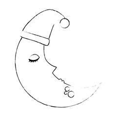 moon with sleeping cap kawaii character vector illustration design