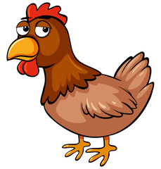 Brown chicken with sad face