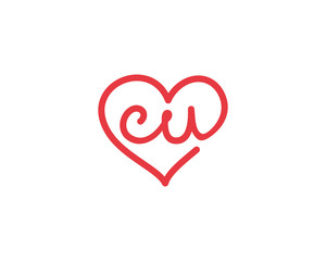 Lowercase letter cu and heart 1