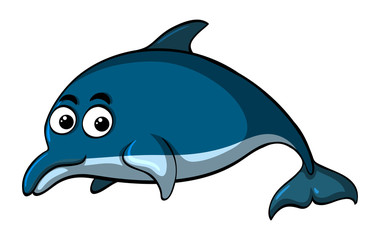 Blue dolphin with happy face