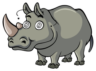 Dizzy rhino on white background