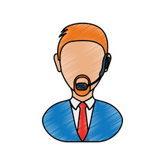 Fototapeta na wymiar man with headset icon over white background colorful design vector illustration