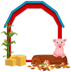 Border template with pig in the barn