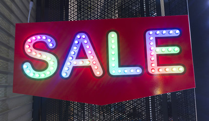red led SALE sign. with rainbow led light