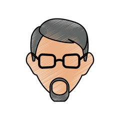 man with glasses icon over white background vector illustration