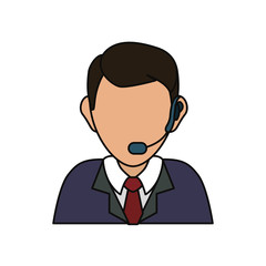 man with headset icon over white background colorful design vector illustration