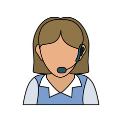 Fototapeta premium woman with headset icon over white background colorful design vector illustration
