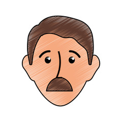 cartoon man with mustache icon over white background vector illustration