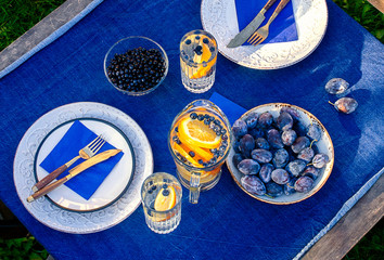 Healthy Table setting with infused water
