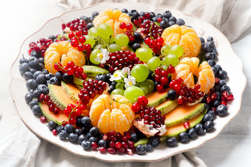 Various fresh fruits and berries