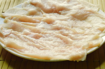 pork slice for cook in sukiyaki or shabu Japanese food on plate