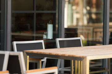 Conference room with place for drawing on wall. Closeup of modern office. White poster on wall.  