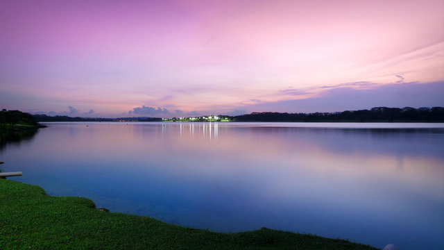 Lower Seletar Reservoir, Yishun Singapore: Beautiful sunset over Lower Seletar Reservoir