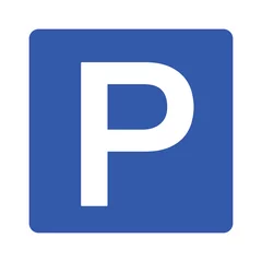 Fotobehang Parking or park sign for cars / vehicles with capital P flat vector icon for apps and websites © martialred