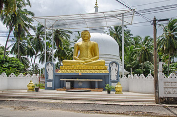 A golden statue of Buddha in Sri Lanka