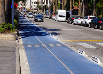 Bicycle road in city on sunny day