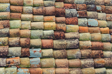 A pattern of colourful old tile