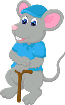 funny mouse cartoon bring stick with smile