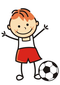 Boy and soccer ball, vector illustration