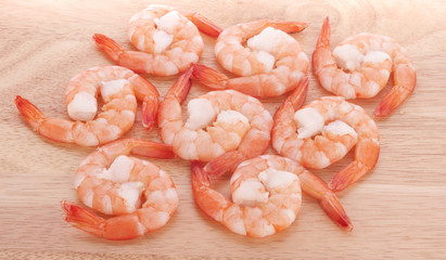 shrimps on a wood background