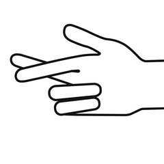 Gesture. Stylized hand with two fingers crossed. Vector illustration
