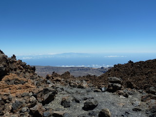 Beautiful lava rock formations with La Gomera in the background