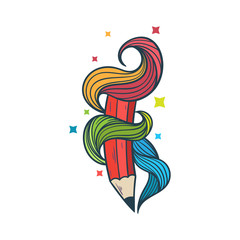 creative pencil illustration colorfull