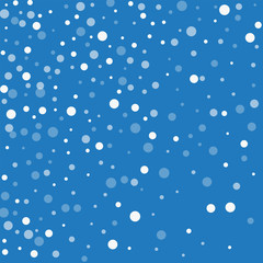 Falling white dots. Abstract scatter with falling white dots on blue background. Vector illustration.