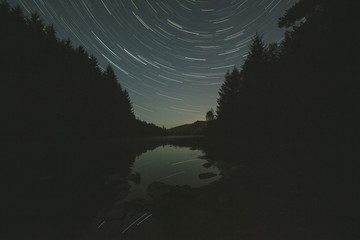 Star Trails Forest and Lake