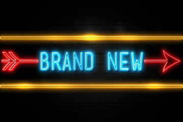 Brand New  - fluorescent Neon Sign on brickwall Front view