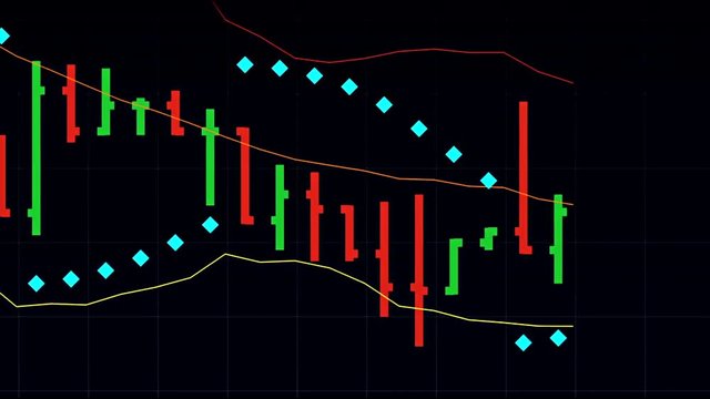 universal stock market price chart on black background - new quality financial business animated dynamic motion video footage
