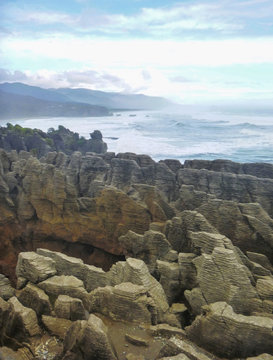 Pancake rocks in Punakaiki, South island, New Zealand
