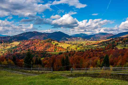 magnificent mountainous rural landscape in autumn