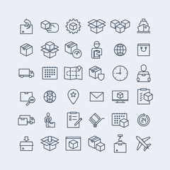 Simple Set of Delivery Related Vector Line Icons.