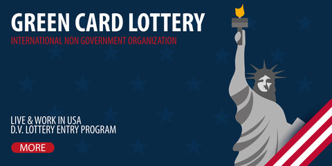 Green Card Lottery banner. Immigration and Visa to the USA.